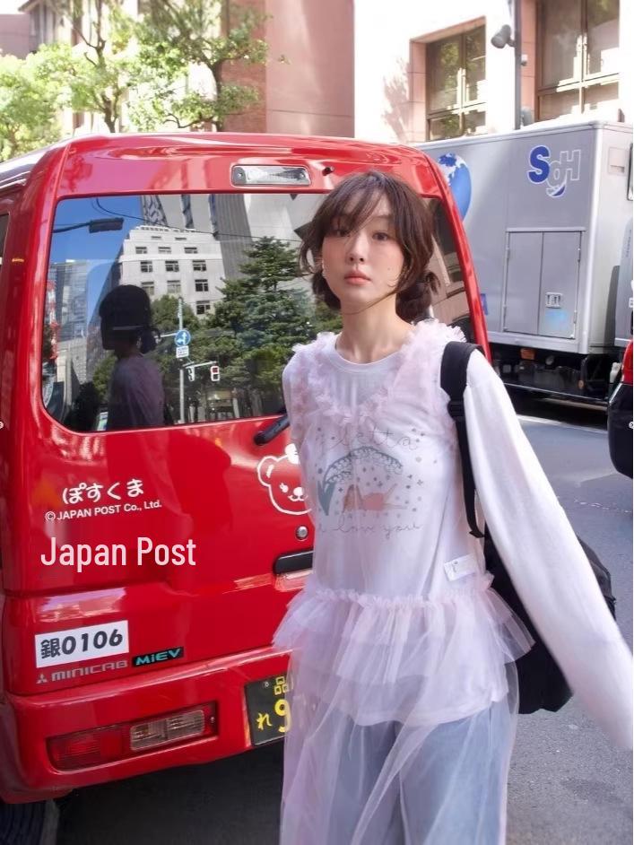 In-Stock: Korean Cotton Round Neck Print T-Shirt - Lily Girl 2025 Summer Slim-Fit Casual Top