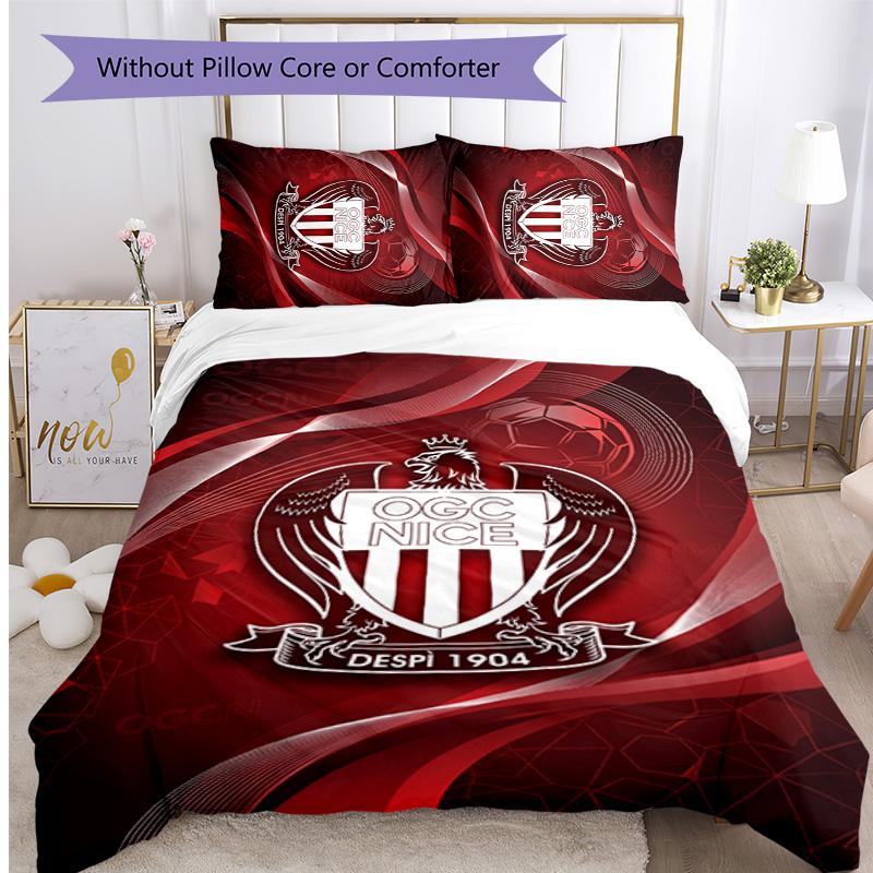 OGC Nice FC Printed 3PCS Bedding Set Breathable Duvet Cover with Pillowcases Decorative Bed Linen for Bedroom Home