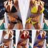 Женский купальник-бикини с лямкой на шее, бандажный отдельный пляжный комплект бикини, купальник с низкой талией