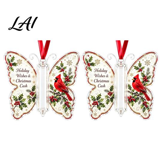 Decorative Ornaments for Parties Butterfly Cash Gift Ornament Christmas Money Holder Hanging Decor with Holiday Decorations Festive Print,