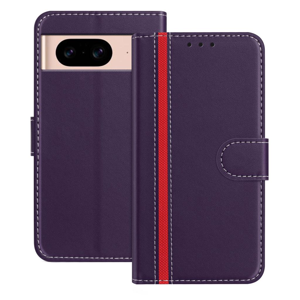For Google Pixel 8a Phone Cases Wallet Stand Color Splicing Leather Cover with Magnetic Clasp