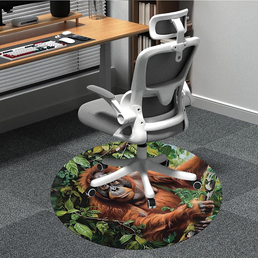 1pc Orangutan, Jungle Chair Carpet for Office, Soft Flannel Throw Mat, Perfect for Office,Holiday Party Decoration Choice yy251113065