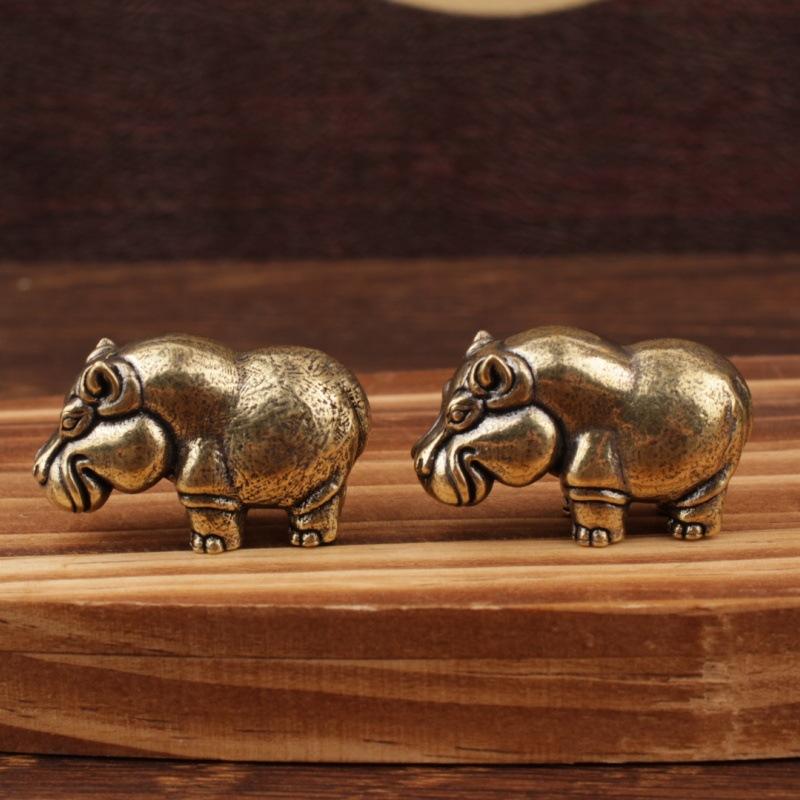 Мини-фигурка бегемота, твердый орнамент, украшение для дома, гостиной, офисного стола, поделка