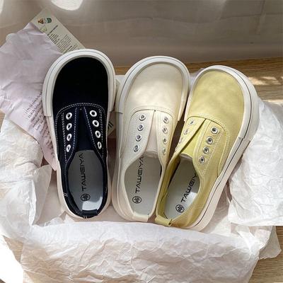 Mango Head Canvas Shoes Женские дизайнерские туфли Sense Summer Thin One-pedal Board Shoes Show Feet Small Women Shoes