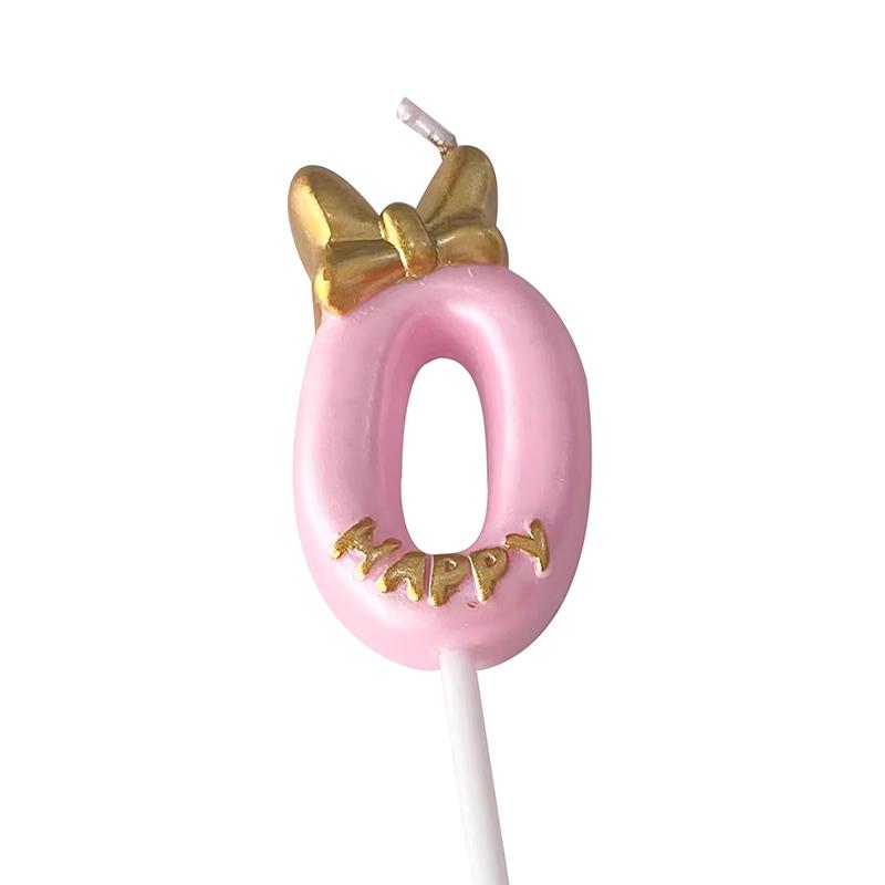 Золотисто-розовый бант Цифровые свечи Свеча для торта на день рождения Украшение для торта Цифры 0-9 Декор Топпер для торта Декор для дня годовщины Детский душ