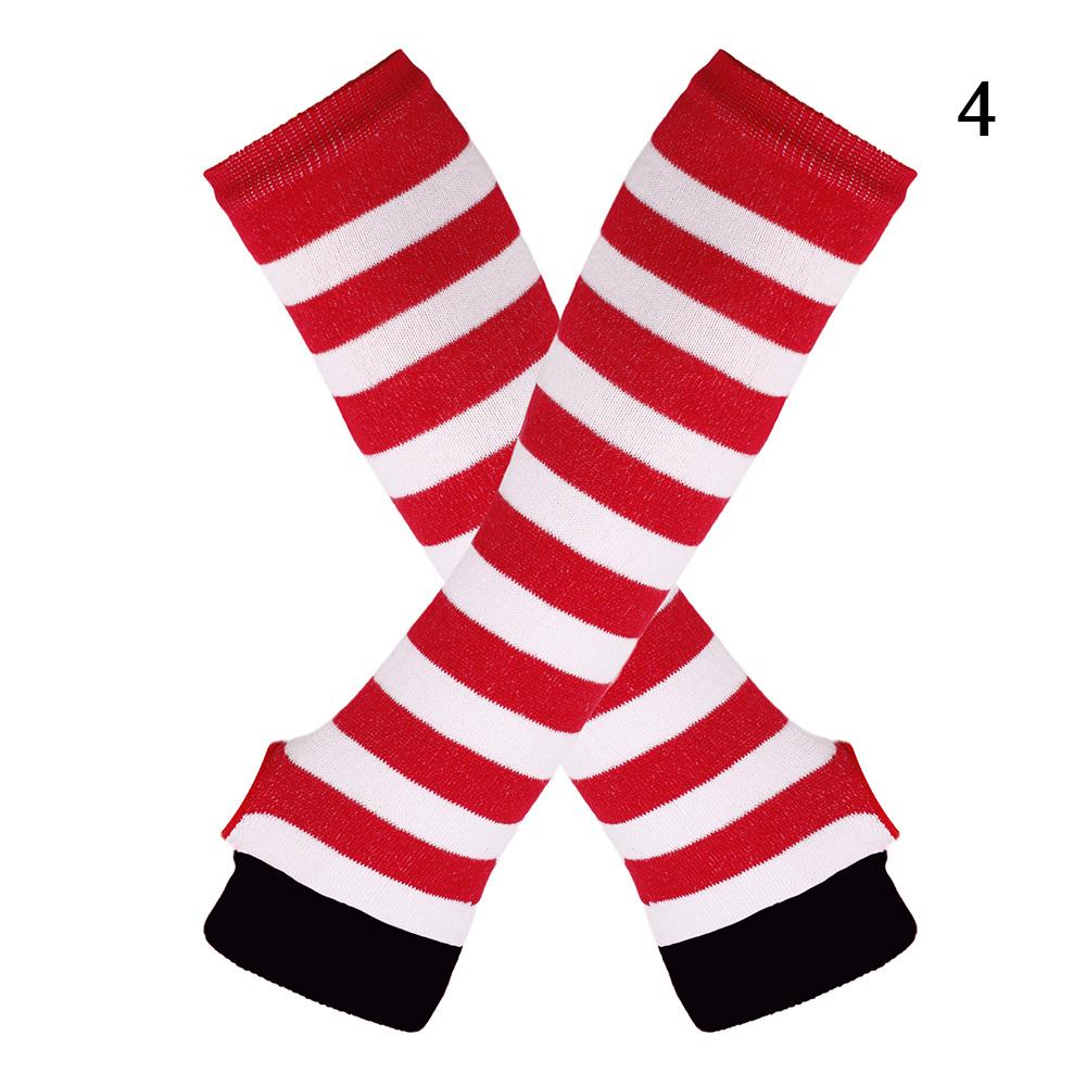 Полосатые унисекс перчатки с половиной пальцев длинные женские перчатки для девочек перчатки на руку теплые вязаные напульсники локтевые варежки теплая манжета