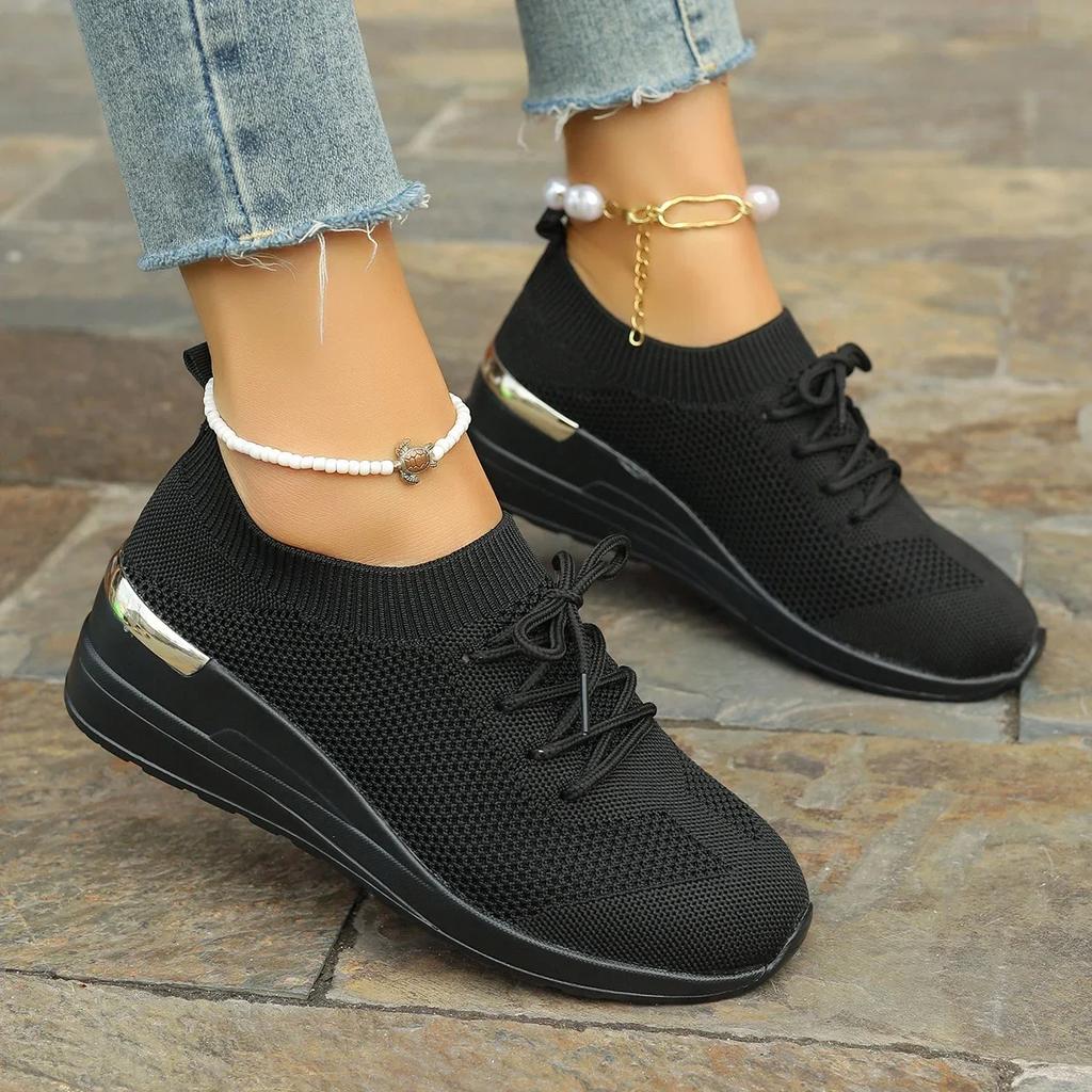 Fashion 2024 Women Causal Sneakers Summer Mesh Fashion Breathable Sneakers Lace Up Sports Shoes for Women Platform Walking Running Shoes
