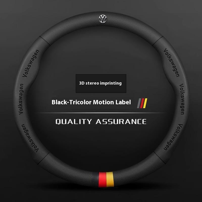 Car AntiSlip Leather Steering Wheel Cover For Volkswagen Magotan Passat Golf GTI Tiguan Touareg Polo Arteon Beetle T-ROC T-Cross