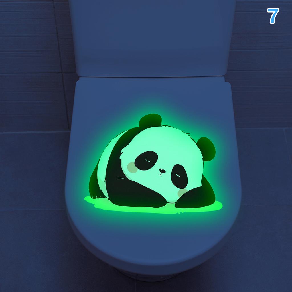 Светящийся Дельфин Панда Кролик Животное Цветок Наклейка на Туалет Самоклеящаяся ПВХ Ванная Комната Домашний Декор Зеленая Мечта Веселый Рисунок