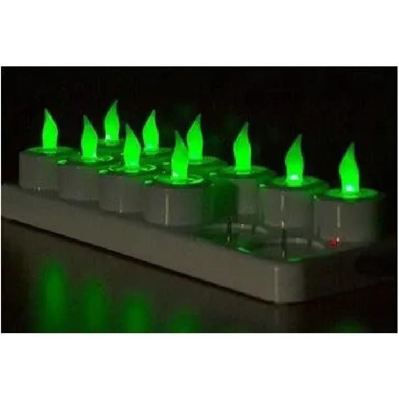 Set of 12 Rechargeable LED Candle Flameless Flickering Tea Light Electric Lamp Waxless Valentine Home Wedding Xmas Table Decor