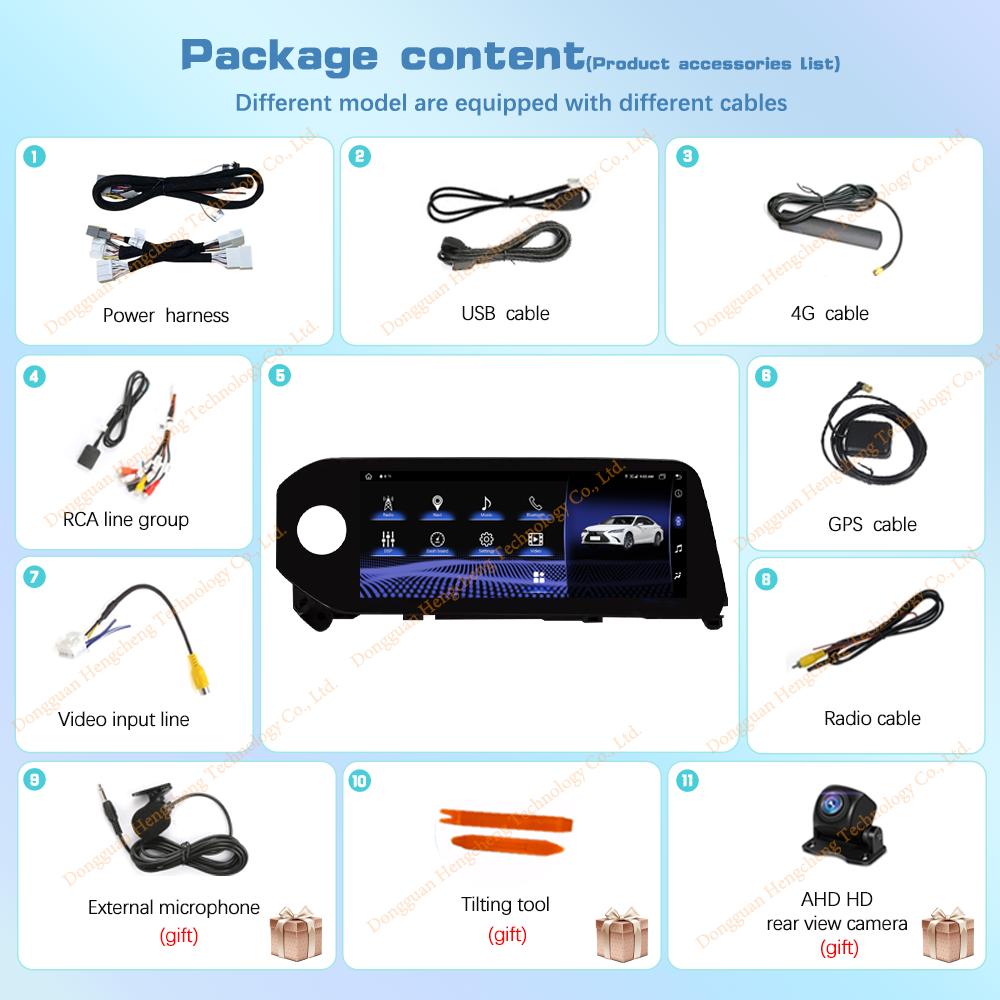 Для Lexus ES200/ES250/ES300/ES350 2025-2025 Автомобильный мультимедийный плеер 12.3" GPS-навигация Android13 8+128 ГБ CarPlay 4G 360-градусная камера