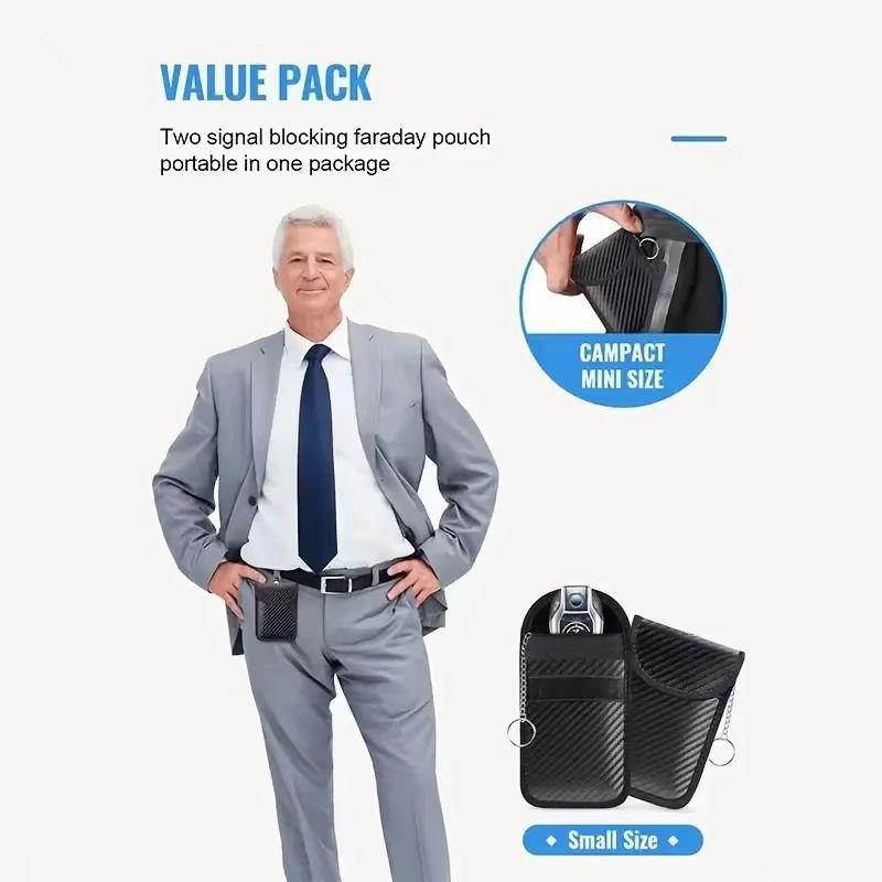 Faraday Bag for Key Fob, Faraday Cage Protector, Car RFID Signal Blocking Key Fob Protector, Double-Layers of Shielding
