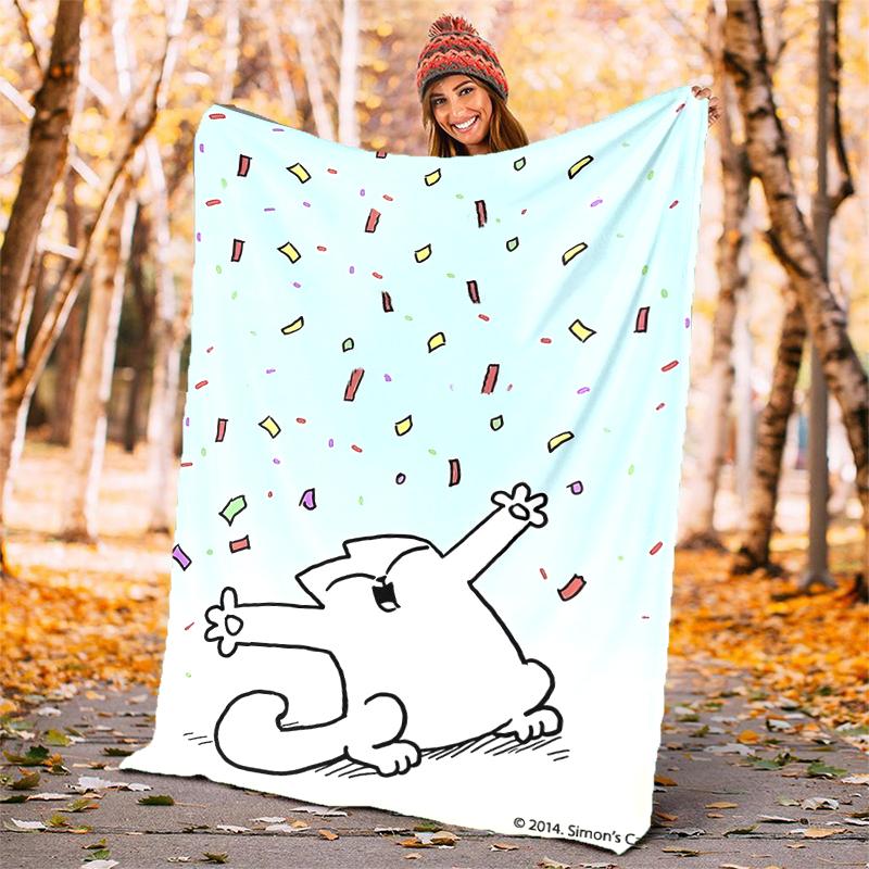 Simon's cat Flannel Blanket Soft Warm All-Season Throw, Design for Camping, Car Travel, Hiking Sofa, Bed, Office Perfect Gift for Parties