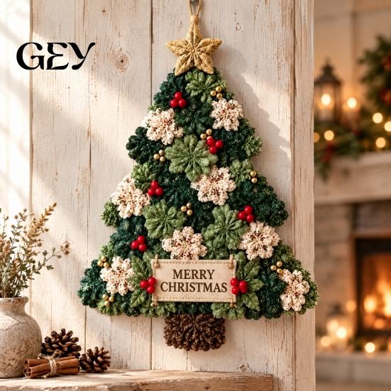 Holiday Craft Supplies for Beginners 3D Fabric Poke Wreath DIY Kit, Beginner-Friendly Christmas Making Stamp Art Set Door Hanging Home Decor Projects