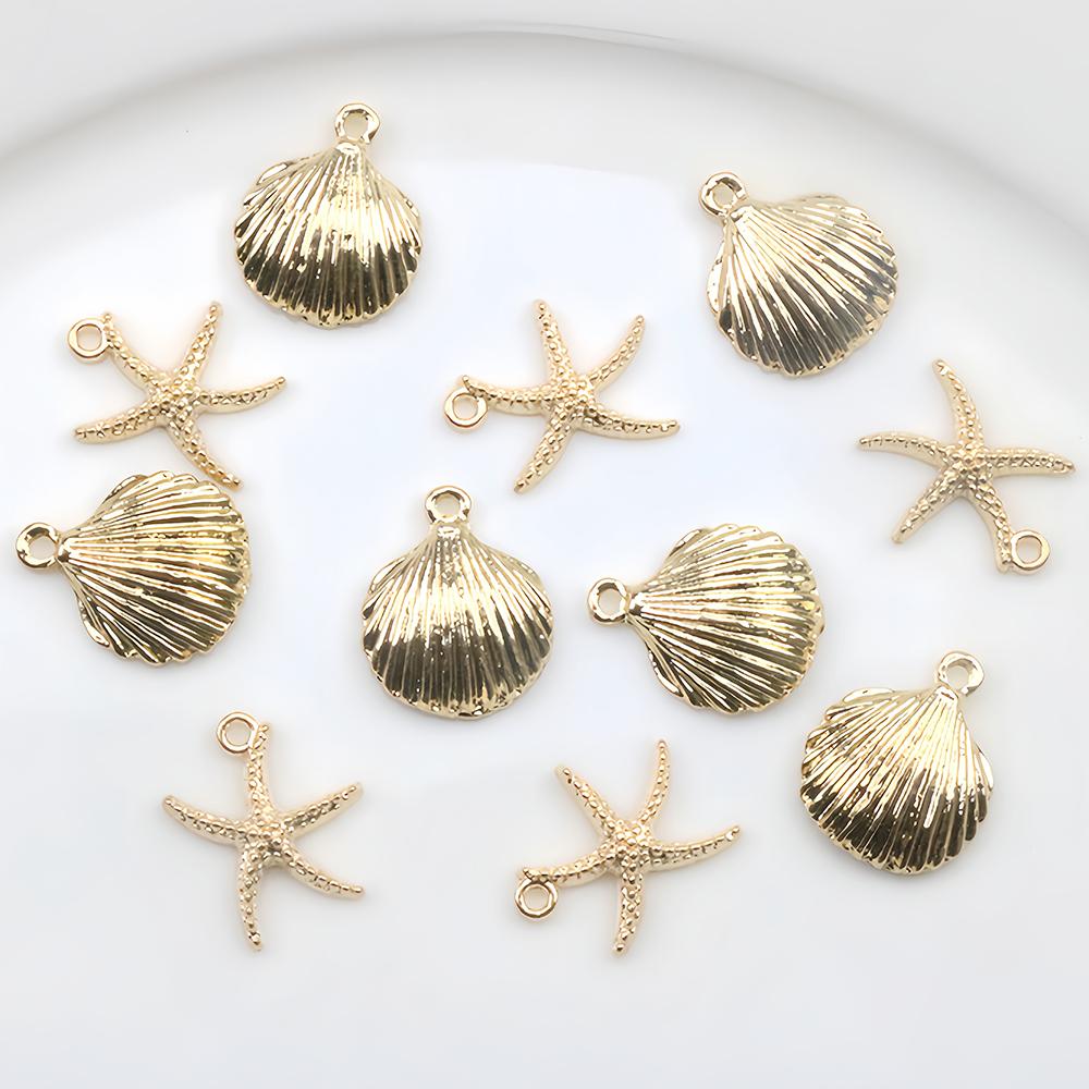 10pcs Zinc Alloy Starfish Charms Shell Pendant Necklace Bracelet Earrings Accessories for DIY Charming Jewelry Findings Making