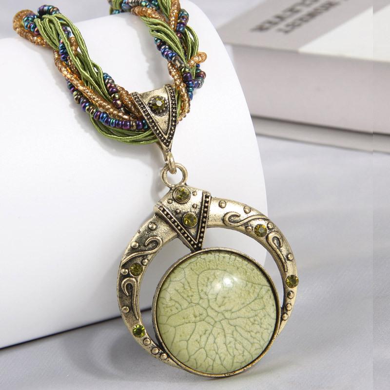 1 модное богемное круглое подвесное украшение-ловец снов для знаменитости, простое тонкое женское ожерелье с бусинами-рисинками, подчеркивающее темперамент