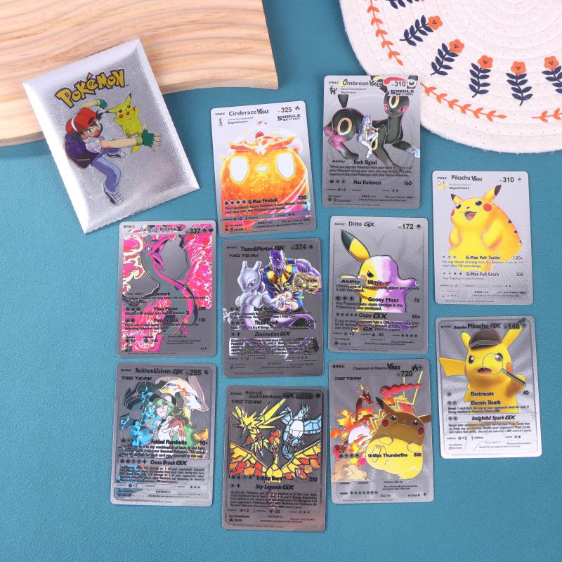 Carte DoréE Pokemon Pikachu Vmax Gx Ex V, Cartes ArgentéEs, Anglais, Espagnol, Charizard Arceus, Collection Rare PokéMon, Carte
