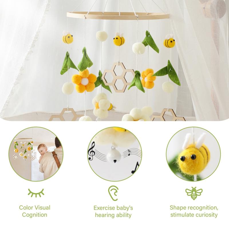 Детские кроватки-погремушки, игрушки для детей 0-12 месяцев, деревянный мобильный телефон для новорожденных, пчела, форма животного, кровать-колокольчик, подвесные игрушки, кронштейн, детская кроватка, игрушки