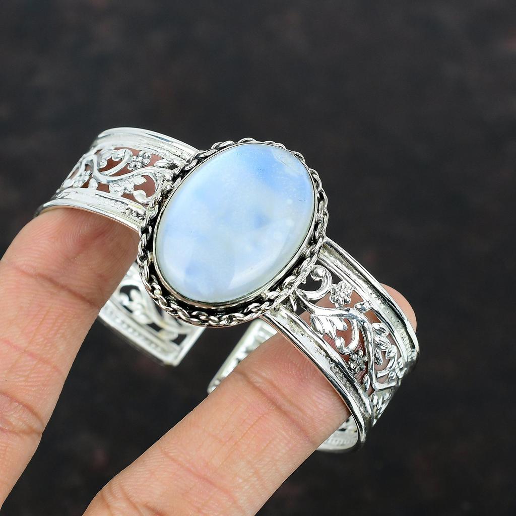 Радужный лунный камень браслет-манжета ручной работы уникальный ювелирный браслет из драгоценных камней 925 пробы регулируемый браслет-манжета подарки для матери