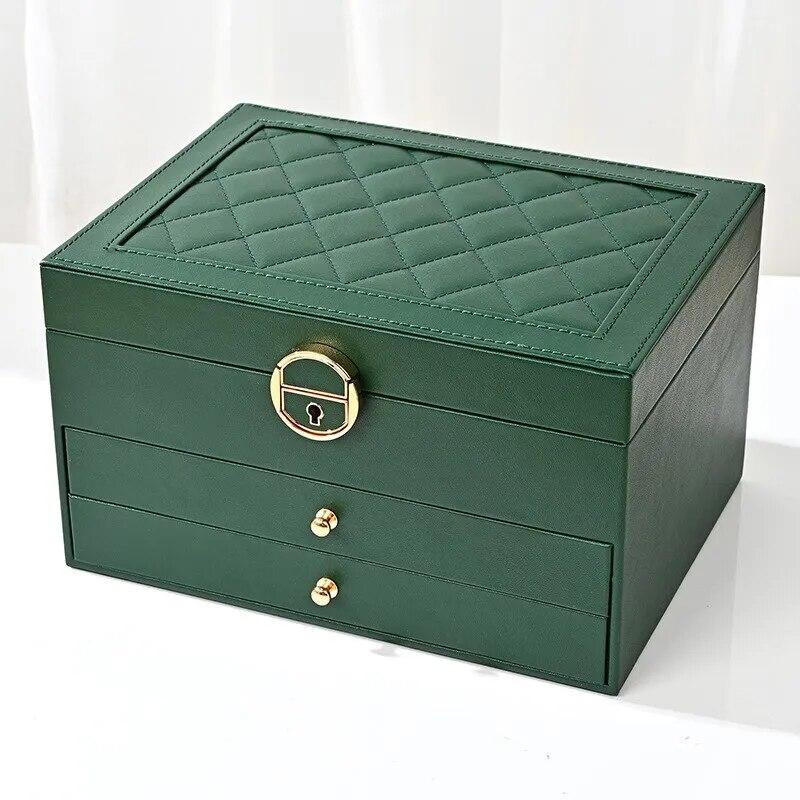Large Jewelry Storage Box Multi-Layer Organizer For Jewelry Necklace Earring Leather Jewellery Storage Packaging Display Boxes