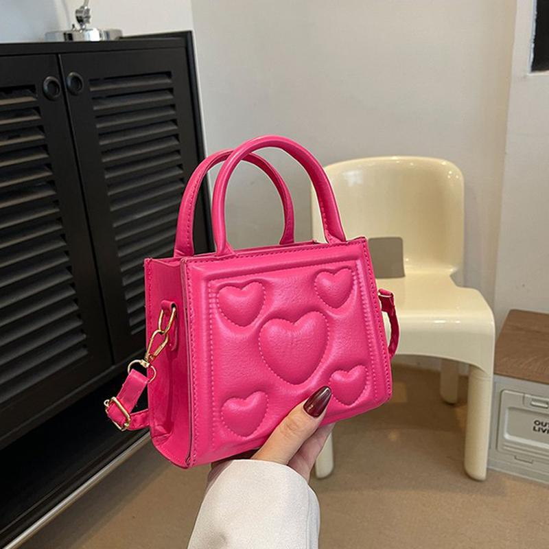 Шикарная ретро однотонная мини-сумка, универсальная сумка через плечо из искусственной кожи в корейском стиле с узором в виде сердца и любви для девочек старшей школы
