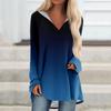 Women's V-neck Hooded Loose Long-sleeved Tops Casual Tops Home Leisure Pajamas Tops