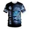Summer Men's T-shirt 3D Animal Print Tees Lion Pattern Loose Round Neck Short Sleeve Tops Men