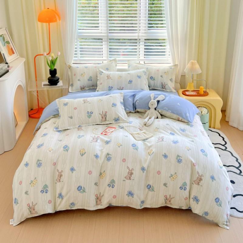 4 Thick Brushed Bed Set Single Dorm Bedding Sheet Pillowcase Quilt Cover Fresh Style