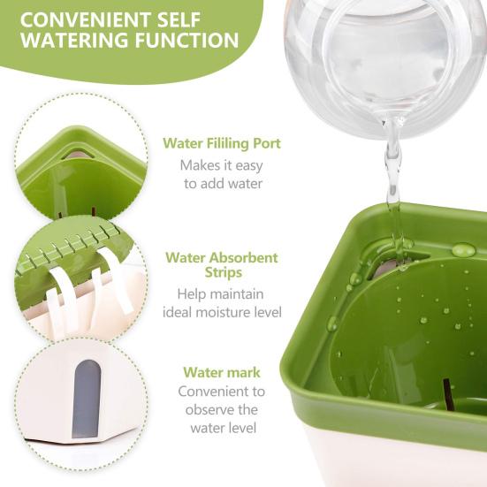 Самополивающийся горшок для растений, прямоугольный современный двухслойный домашний подоконник, настольный цветочный горшок для трав, сочный ящик для цветов, садовые принадлежности