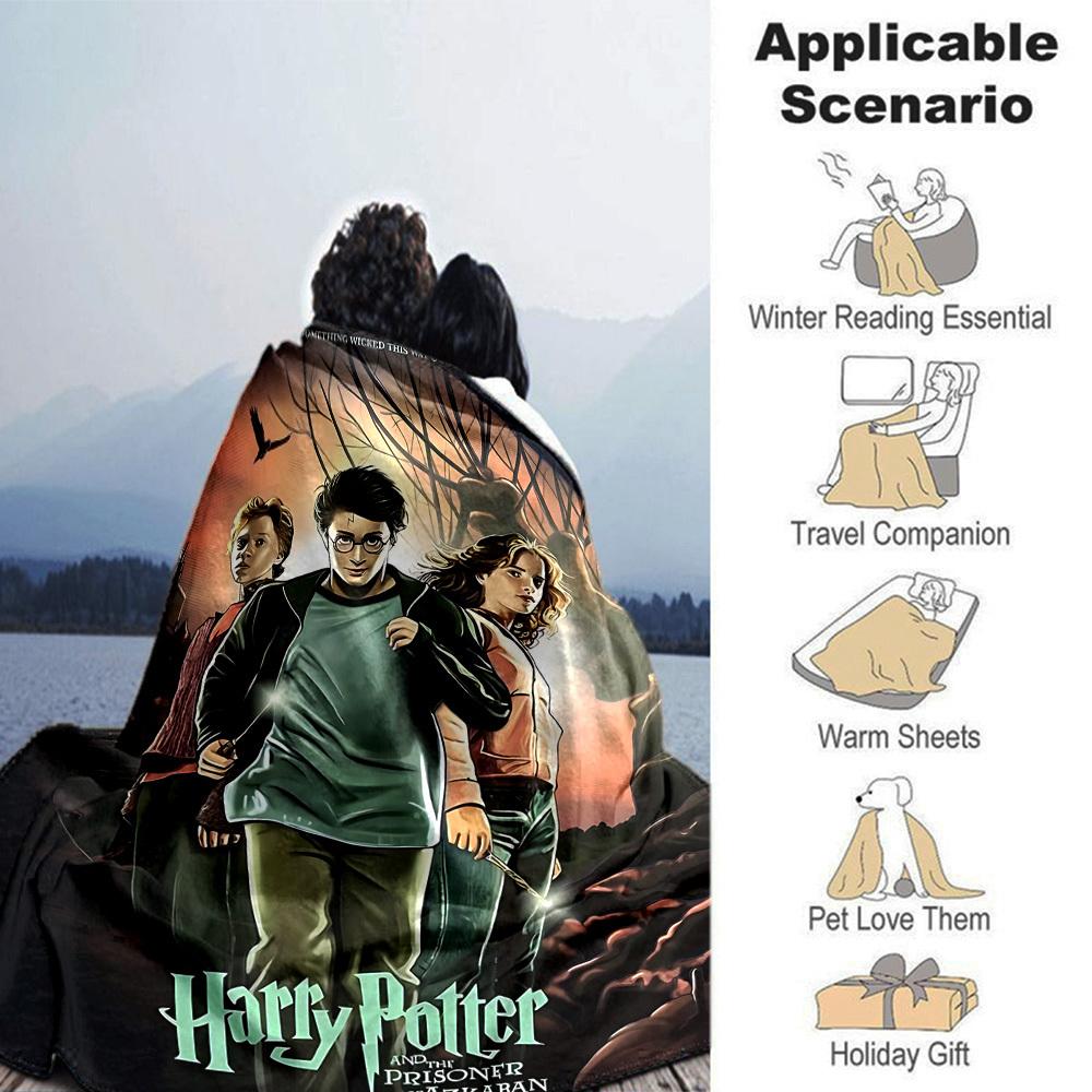 1pc Harry Potter, Prisoner of Azkaban Flannel Blanket Soft Warm Throw for Home, Office, Travel, All-Season Cozy Bedding GiftL1241