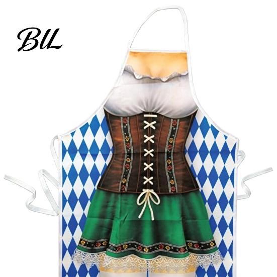 Funny Barbecue Aprons for Men Bavarian Beer Festival Apron, 3D Digital Print Polyester Kitchen Bib, Personalized Gag Adults Oktoberfest Party Costume