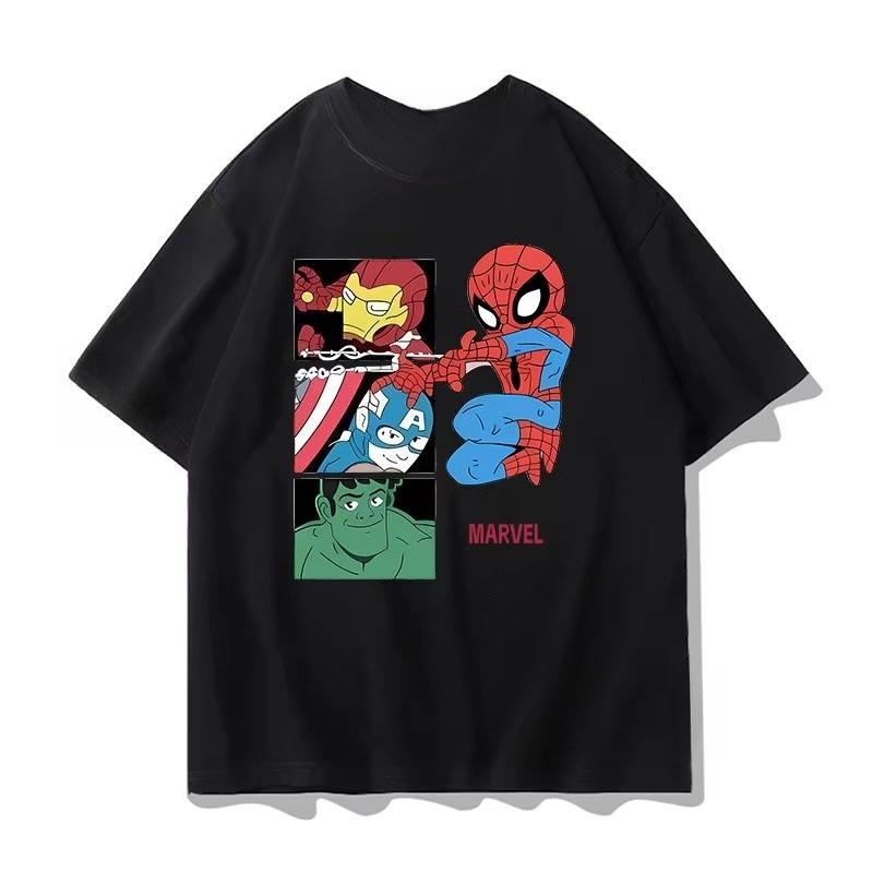 2026 new Marvel fan SpiderUnisex collaboration cotton printed childrens clothing set short sleeves