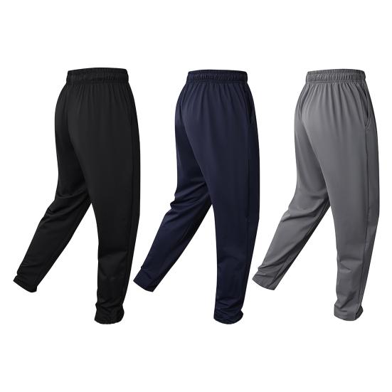 Men Jogging Pants Drawstring Elastic Waist Slim Fit Training Trousers with Pockets Solid