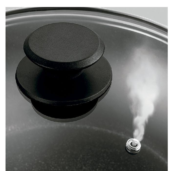 Casserole Induction 24cm Aluminium Forgé, Antiadhésif sans PFOA, Couvercle Verre FAGOR Vivant Noir 01564