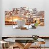 5 Panels Coffee Posters Wall Art Modern Home Decor Sunrise Canvas Prints Food Painting Tree Pictures Dining Room Restaurant