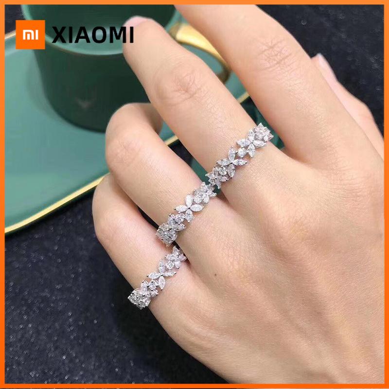 Xiaomi Huitan Aesthetic Women Rings Flower Shaped Design with Shiny Cubic Zirconia Fashion Accessories for Party Jewelry Exquisite Ring