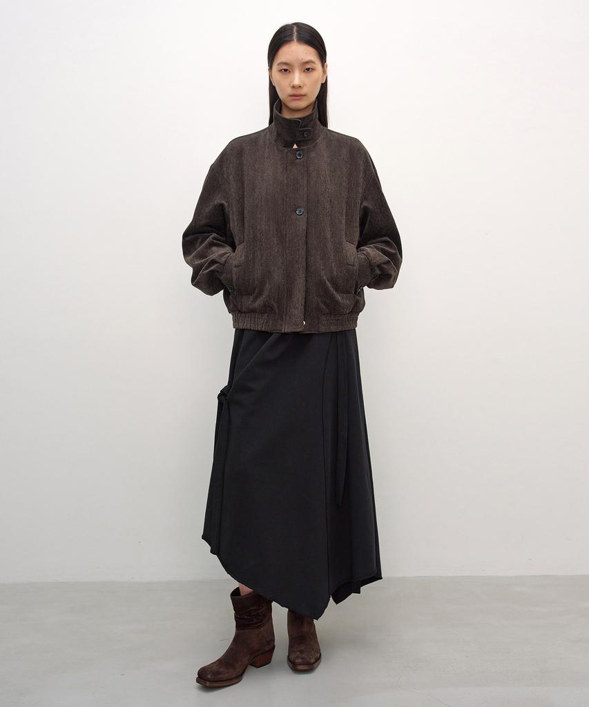 INSILENCE WOMEN Herringbone Velvet Blouson Brown