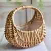 Willow Rattan Woven Basket Wicker Half Moon Storage With Handle Sturdy Small Flower Basket Flower Basket Picnic Container