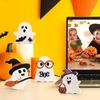 AKEROCK Cute Halloween Decorations Indoor - Halloween Decor/Ghost Decor, 4 PCS Wooden Ghost Halloween Signs for Table, Office Desk, Tiered Tray,