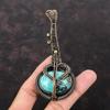 Тибетский бирюзовый кулон, обернутый медной проволокой, драгоценный камень, уникальный медный проволочный ювелирный кулон, ручная работа, гитара, бирюзовый ювелирный подарок