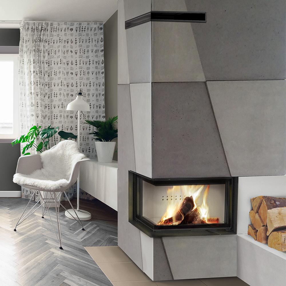 Стальной камин KRATKI MBO левый 15 кВт Ø 200 Подъемный