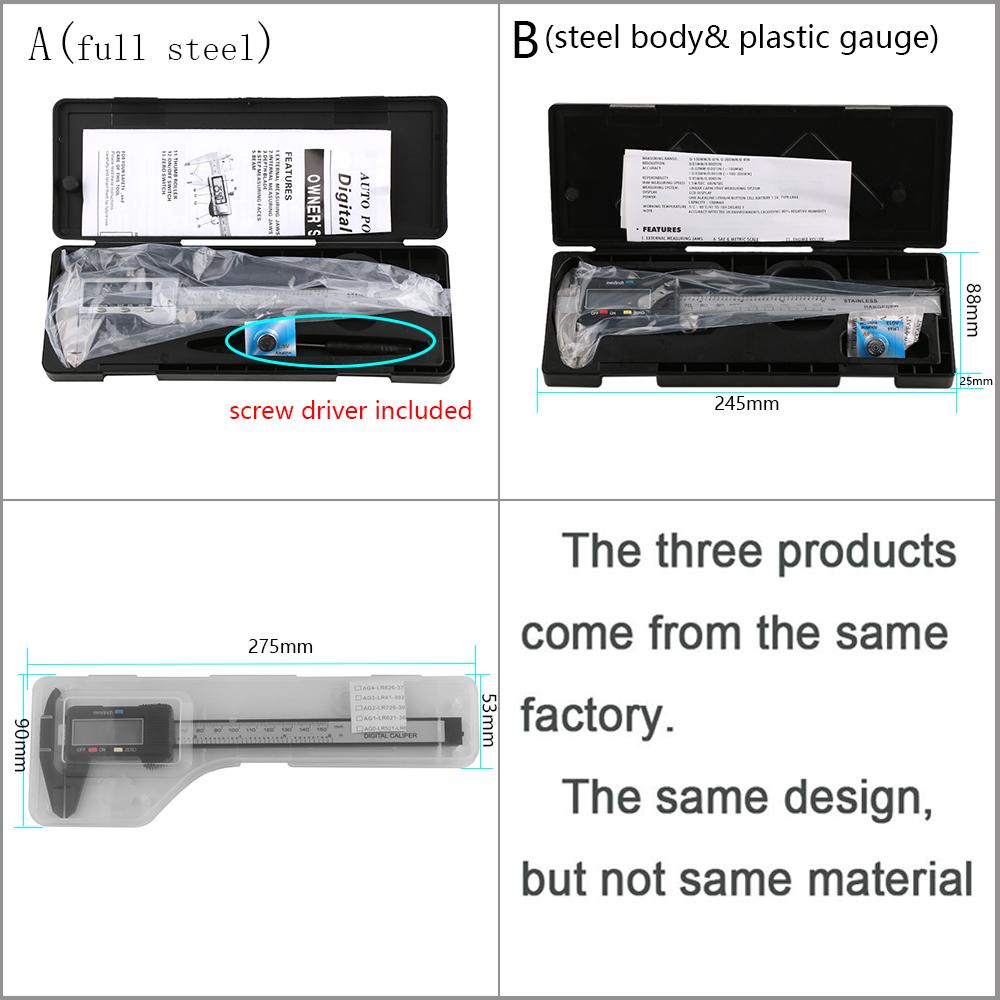Measuring Tool Electronic Ruler LCD Gauge Micrometer Stainless Steel Digital Vernier Caliper