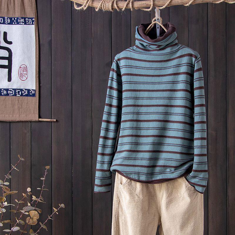 Свитшот для женщин, хлопковая свободная футболка большого размера с длинным рукавом, флисовая утолщенная удобная повседневная кофта с высоким воротом