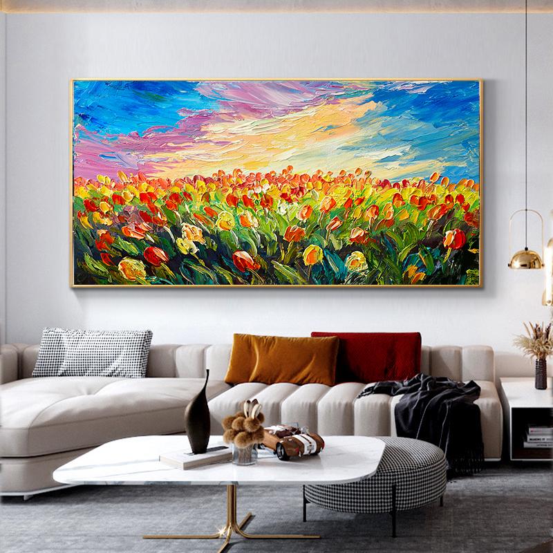 Abstract Colorful Tree Oil Painting Printed On Canvas Wall Art Landscape Posters Pictures for Living Room Home Decor No Frame