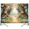 A polyester background for a magic forest party banner, a party banner,a magical road with the houses of butterflies and fairies