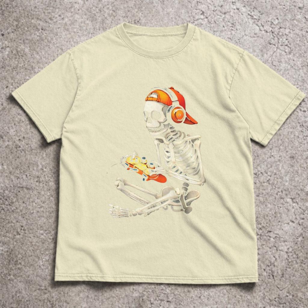 Halloween Skeleton Gamer Tshirt Video Gaming Boys Unisex Tees Tshirt Classic Cool Tshirts Tops Round Short Sleeved Tees Tops