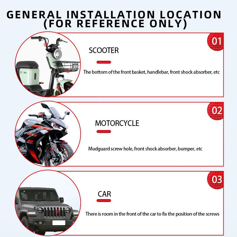 3 Lens Motorcycles LED Headlight Work Spot Light Hi/Low Beam Motorbike Spotlight Driving Fog Lamp External Scooters Headlamps