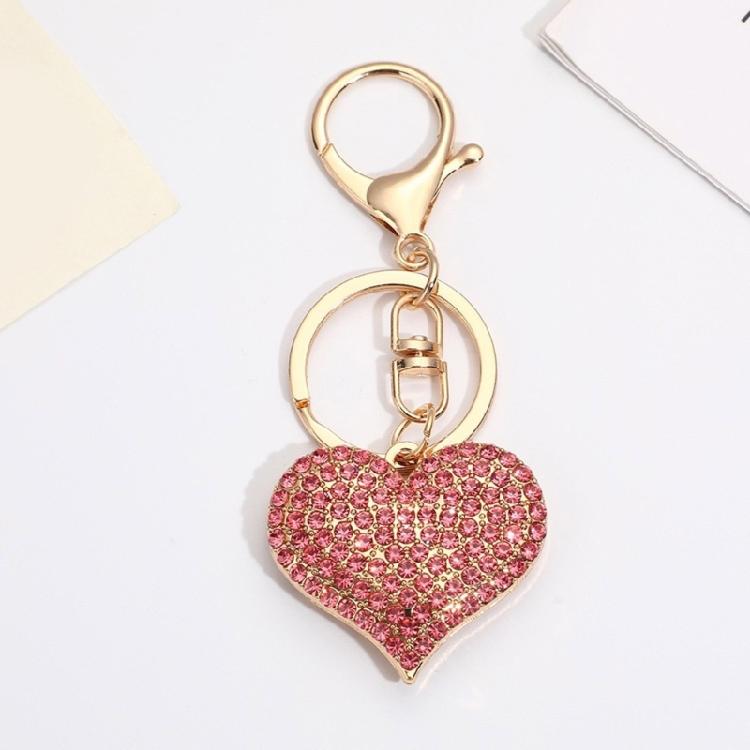 Stylish Heart Keychain Rhinestones Highlighted Charm Corrosion Resistant Key Chain for Keys or Bag Decoration