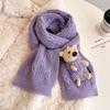 Новый фиолетовый шарф с медведем женский зимний модный утолщенный теплый вязаный шарф студенческий платок