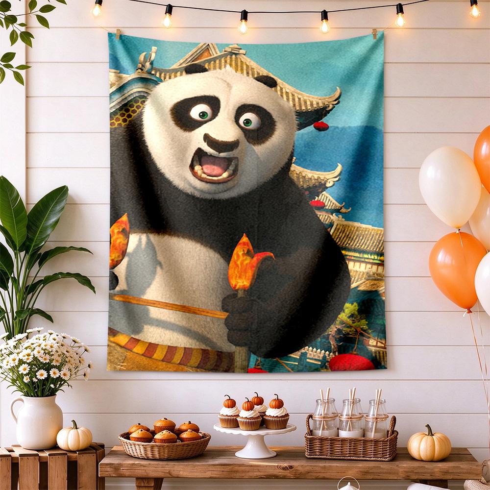Kung Fu Panda Retro Tapestry Retro Boho Made For Balcony Living Room Studio Wall Indoor Vintage Wall Art Gift For Thanksgiving Christmas